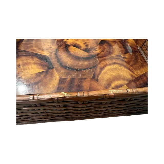 Vintage Mid Century Modern Penshell Rattan Woven Serving Bar Tray Palecek Boho For Sale In Palm Springs - Image 6 of 11