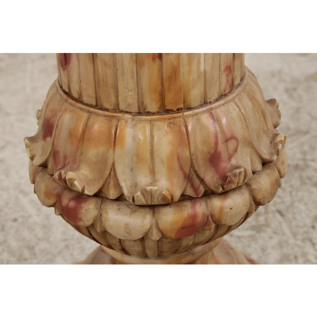 Vintage Neoclassical Alabaster Column Pedestal For Sale - Image 10 of 14
