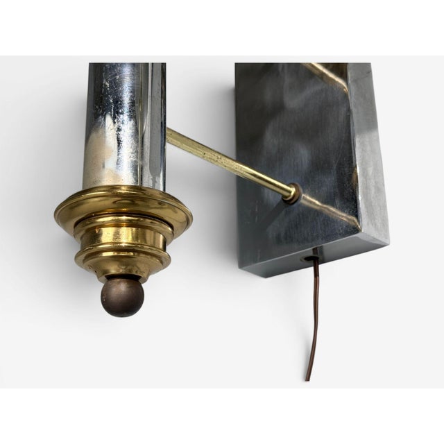 Tommi Parzinger, Large Wall Sconces, Chromed Steel, Brass, Fabric, Usa, 1950s For Sale - Image 9 of 11