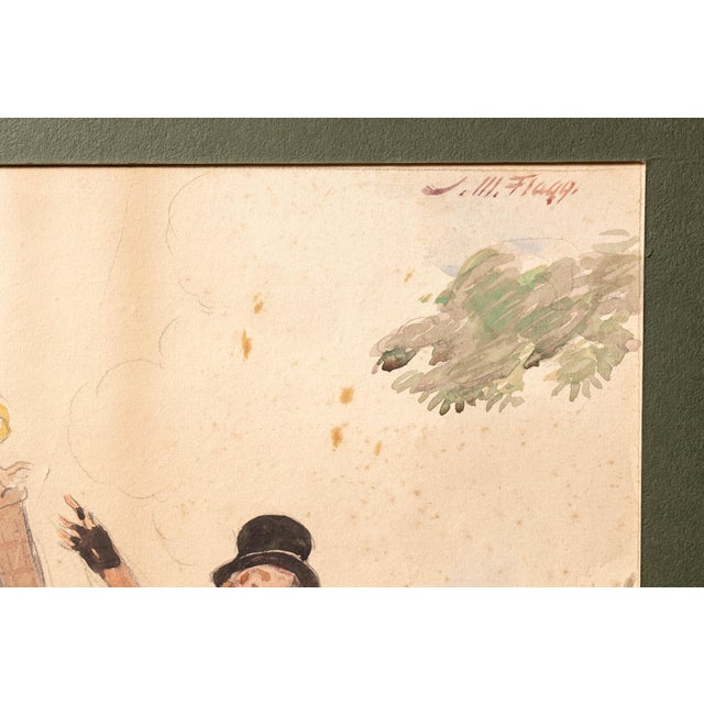 Traditional 1900s James Montgomery Flagg Signed Figural Watercolor For Sale - Image 3 of 8