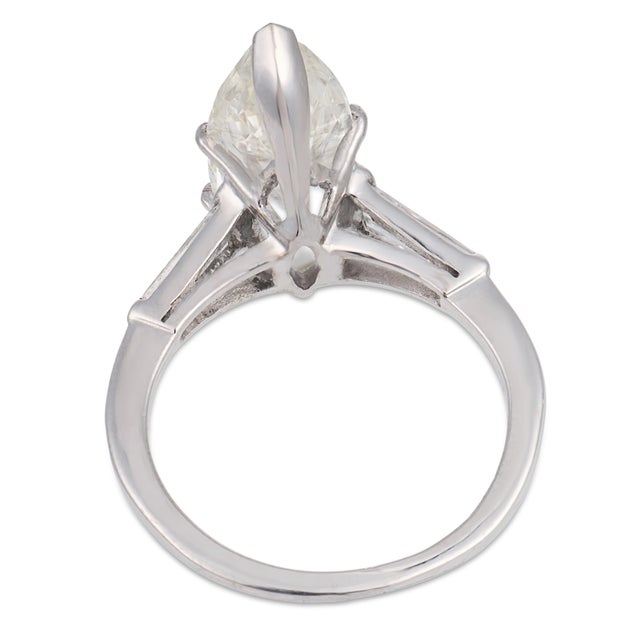 Mid Century Gia 3.36 Carat Marquise Cut Diamond Platinum Engagement Ring, Size 6 For Sale In Los Angeles - Image 6 of 6