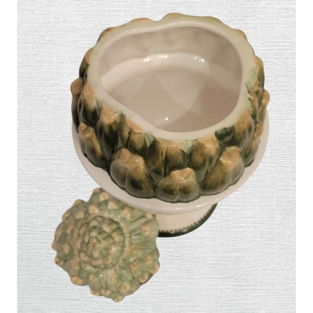 Ceramic Vintage Large Ceramic Artichoke Regency Fitz and Floyd Style Canister Jar For Sale - Image 7 of 7