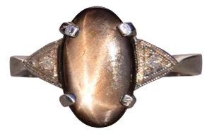 The Mad River: Black Star Sapphire and Natural Diamond Ring in White Gold