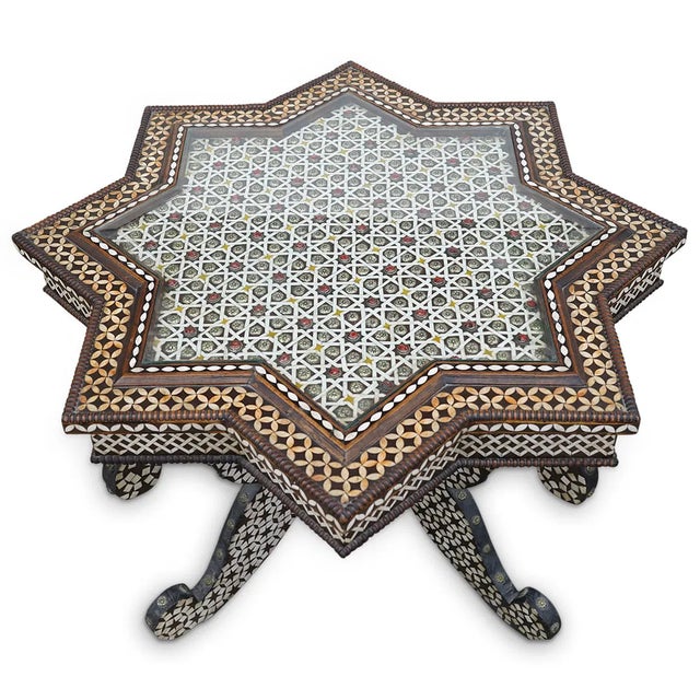 Bone Share Moroccan Wood, Mop & Bone Inlaid Table For Sale - Image 7 of 7