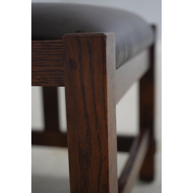 Stickley Mission Oak Leather Morris Chair & Ottoman For Sale - Image 14 of 18