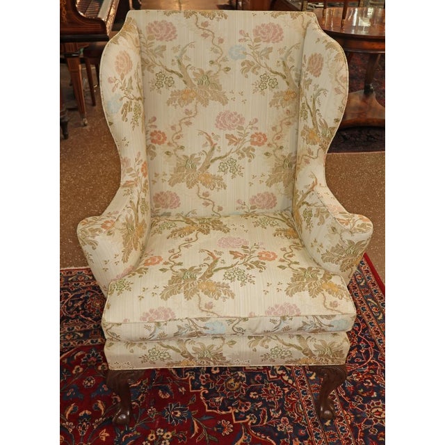 1980s 1980s Pair of Kittinger Colonial Williamsburg Scalamandre Fabric Fire Side Wing Chairs For Sale - Image 5 of 15