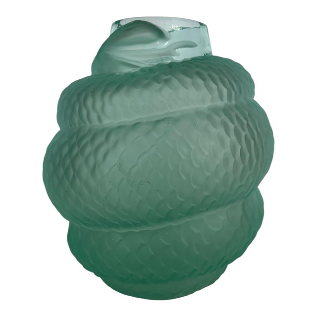 Lalique Style Glass Snake Vase For Sale