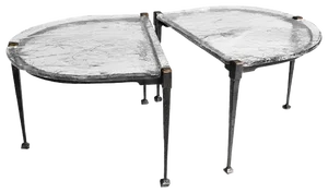 Industrial Forged Bronze Cast Glass Tables by Lothar Klute for Lothar Klute, Germany, 1990s, Set of 2