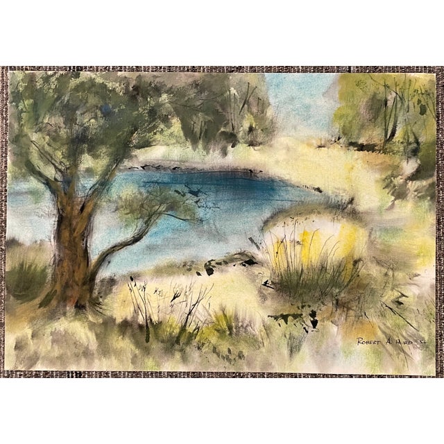 Mid-Century Modern 1956 Robert Hurd Landscape Watercolor For Sale - Image 3 of 4
