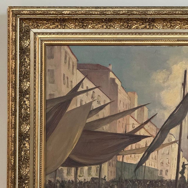 Sand Grand Signed Oil Painting on Canvas by Luigi Tafani, 'View of Venice' Dated 1903 For Sale - Image 8 of 16