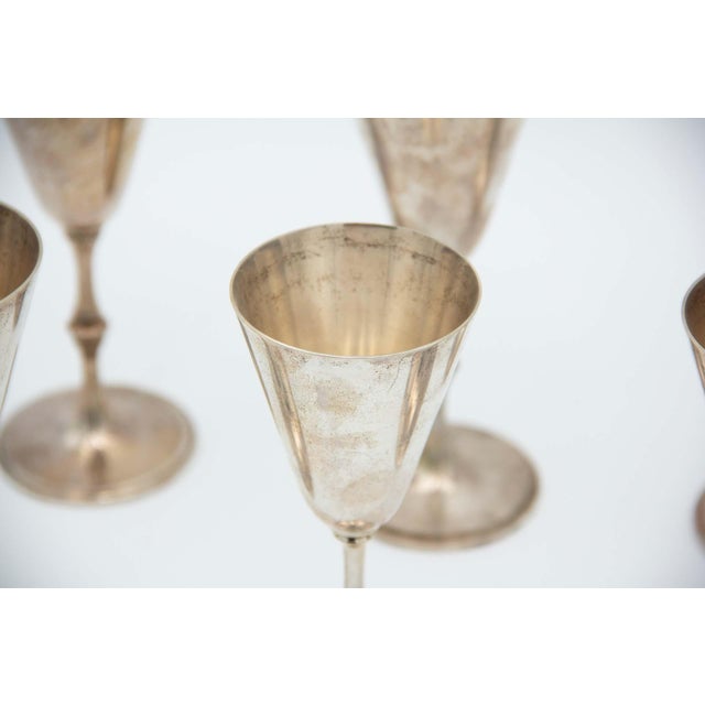 Tall Stemmed Goblets in Plain Silver, Set of 6, in Very Good conditions. Designed 1920 to 1949 This piece has an...