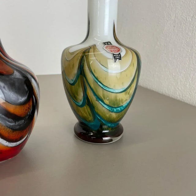 Vintage Italian Pop Art Multicolor Opaline Florence Vases, 1970s, Set of 4 For Sale - Image 13 of 18