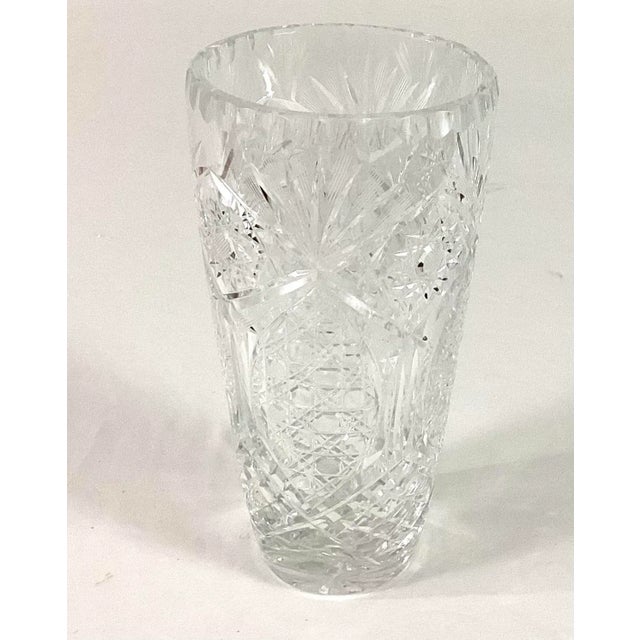 1980s 1980s Superior Large Cut Crystal Vase For Sale - Image 5 of 12
