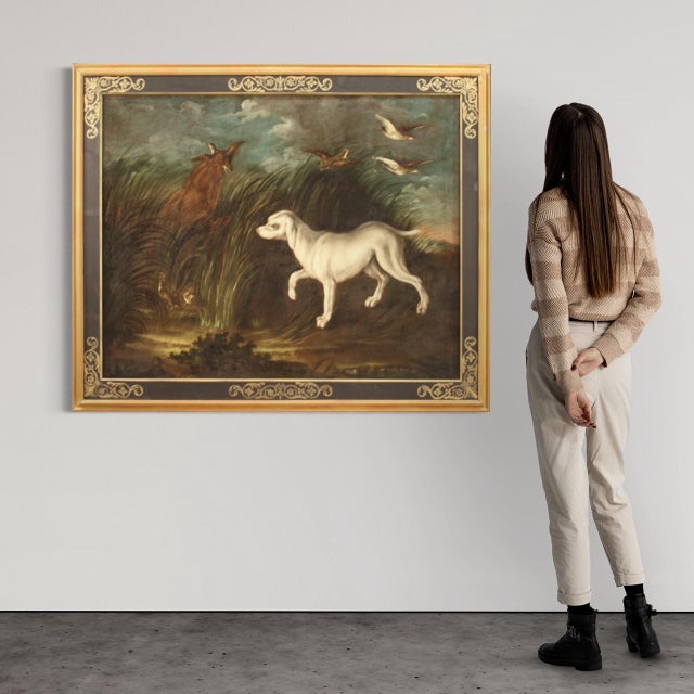 French Artist, Landscape with Dog, 1750, Oil on Canvas, Framed For Sale - Image 3 of 16