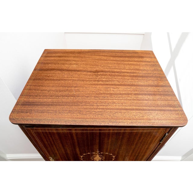 19th Century Antique Mahogany Inlaid Sheet Music Cabinet For Sale - Image 9 of 10