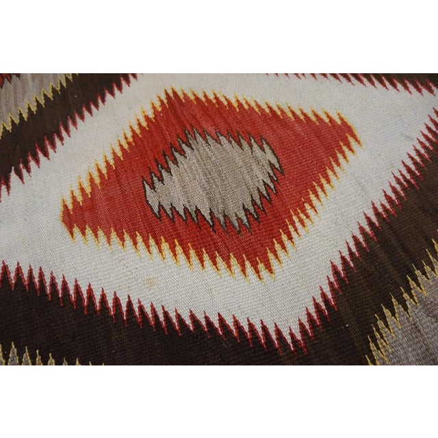 Excellent and Authentic With Dimensinal Design in Gray, Red and Brown Color American Navajo Rug For Sale - Image 11 of 15