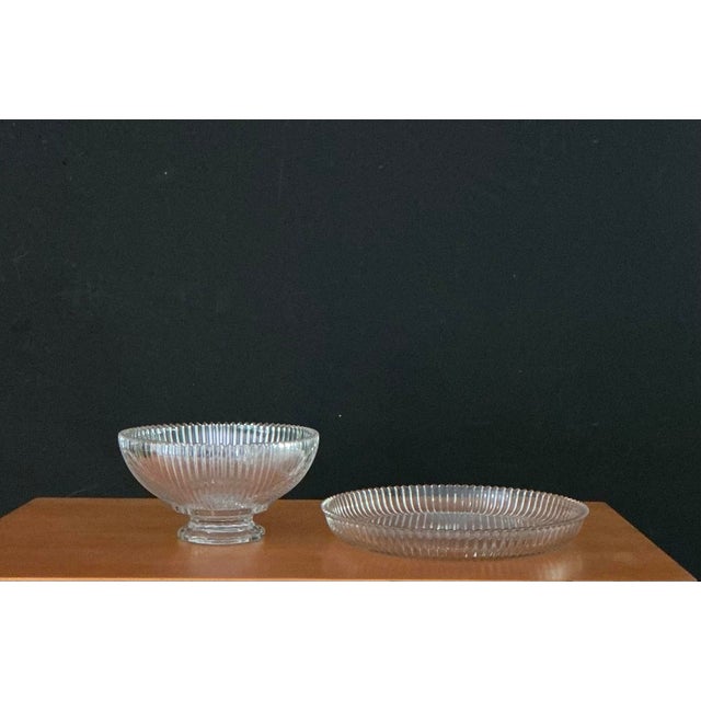 Vintage Ribbed Glassware Footed Bowl and Matching Underplate, Circa 1930s to the 1960s For Sale - Image 11 of 12