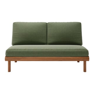 Rishon Teak Outdoor Love Seat - Canvas Fern For Sale