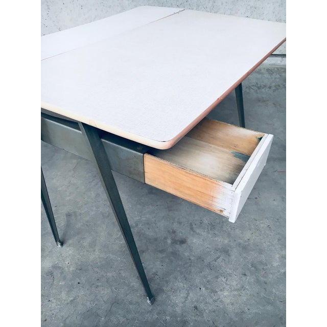 Metal Dutch Industrial Desk attributed to Wim Rietveld for Ahrend De Cirkel, Netherlands, 1950s For Sale - Image 7 of 18