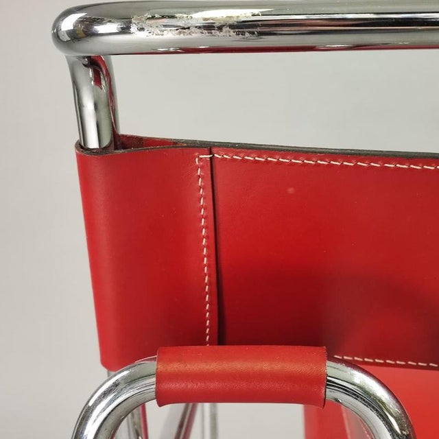 Animal Skin Wassilly Chair in Red Leather by Marcel Breuer for Gavina, 1960s For Sale - Image 7 of 11