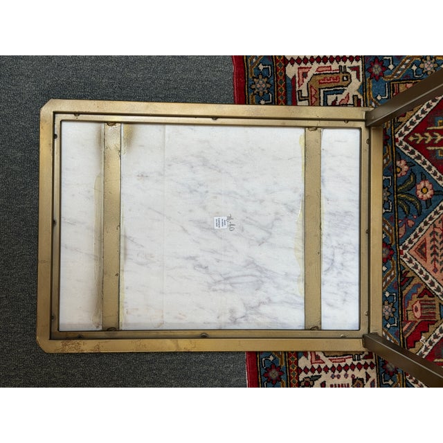 Brass C-Tables With Marble Tops, Pair For Sale - Image 10 of 11