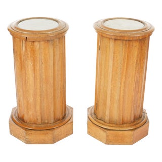 English Cylinder Marble Top Bedside Commodes, a Pair For Sale