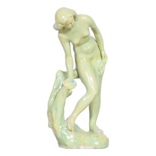 Vintage Art Deco Statue in Glazed Ceramic, 1940s For Sale