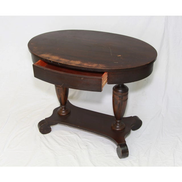 1940s Empire Wood Library Table With Drawer For Sale - Image 4 of 7