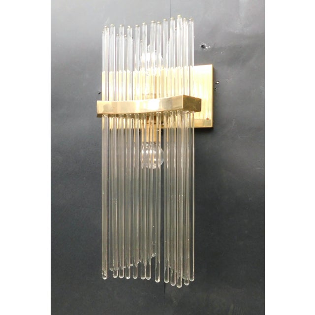 Gaetano Sciolari 1970s Glass Rod Sconces by Sciolari, a Pair For Sale - Image 4 of 10