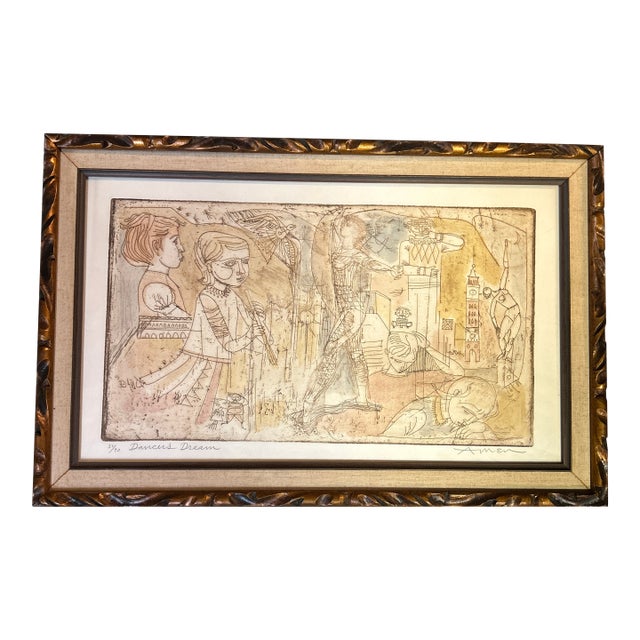 1960’s Original Irving Amen Abstract Illustration Lithograph “Dancer’s Dream” For Sale