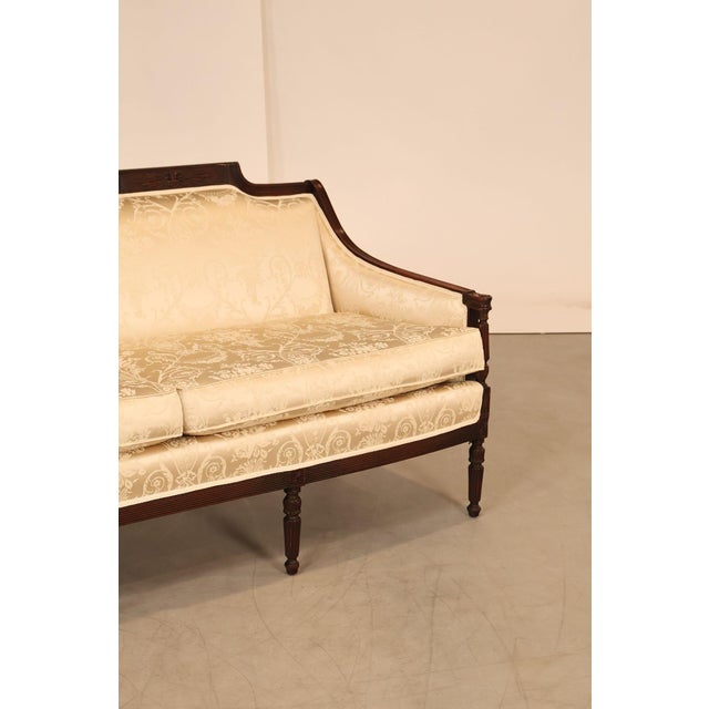 Federal Sheraton Style Upholstered Sofa With Carved Wood Frame For Sale - Image 16 of 18