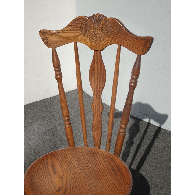 Wood Antique French Country Chair ~ Piano Swivel Stool W Backrest & Cast Iron Feet For Sale - Image 7 of 14