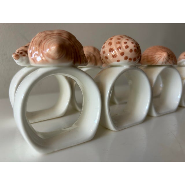 Traditional Vintage Bone China Seashell Napkin Rings - Set of 8 For Sale - Image 3 of 11