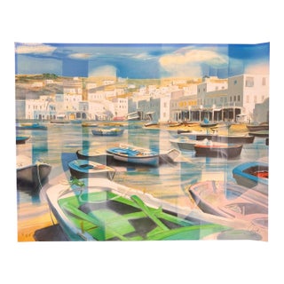 1960s Serigraph Mykonostalgie by Artist Valadie Numbered #16/195 Signed in Pencil Jean-Baptiste Valadié For Sale