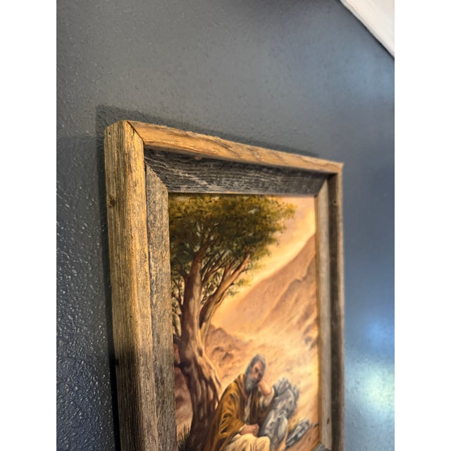 “Weary Prophet” Oil on Canvas in Reclaimed Wood Frame For Sale In Des Moines, IA - Image 6 of 8