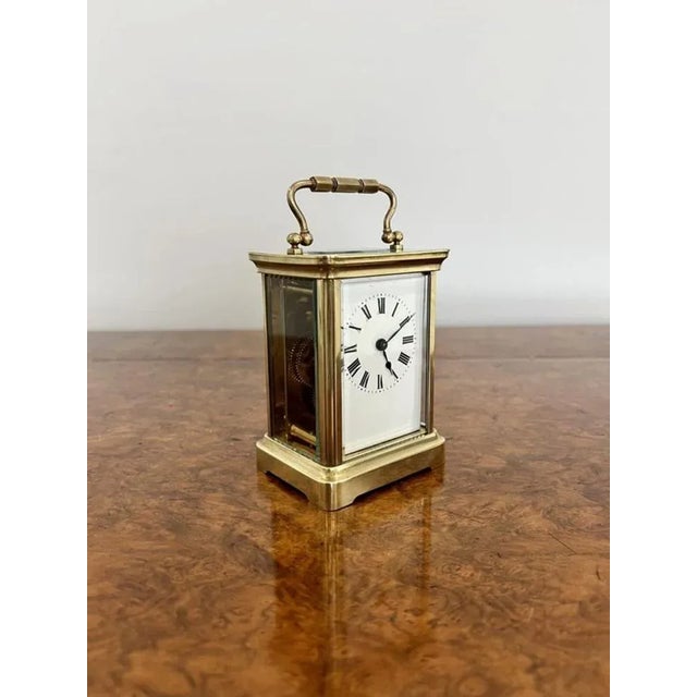 Antique Victorian French Brass Carriage Clock, 1880 For Sale - Image 4 of 7