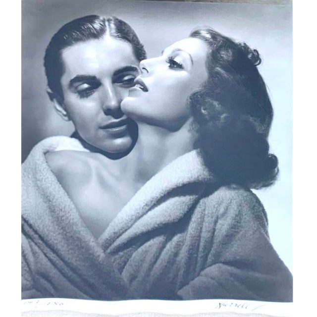 George Hurrell Mid-Century Modern George Hurrell Hollywood Print, Loretta Young & Tyrone Power, Framed, 30"h For Sale - Image 4 of 7