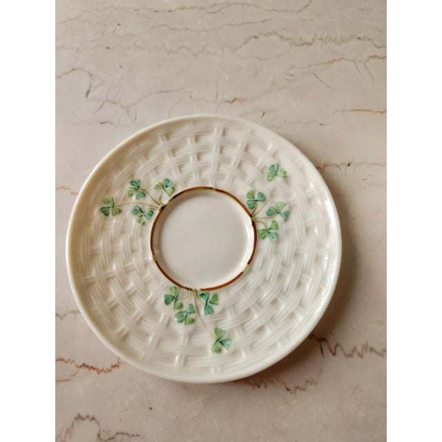 Ceramic Antique Fine Irish Belleek Porcelain Demitasse Cup and Saucer For Sale - Image 7 of 12