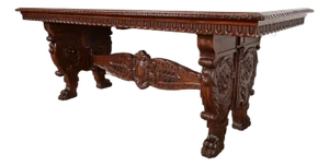 R. J. Horner Style Antique Italian Renaissance Carved Walnut Desk or Library Table With Lion Paw Feet, Circa 1890s