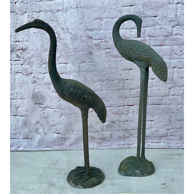 Metal Vintage Cast Metal Cranes, a Pair For Sale - Image 7 of 8