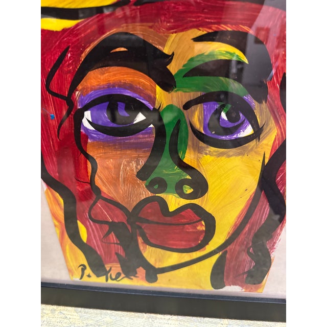 Peter Keil 1970s Peter Keil Original Abstract Colorful Portrait Painting For Sale - Image 4 of 7