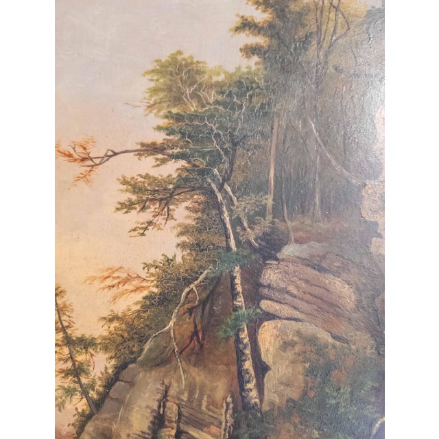 19th Century American Hudson River School Landscape Painting on Academy Board For Sale In New York - Image 6 of 8