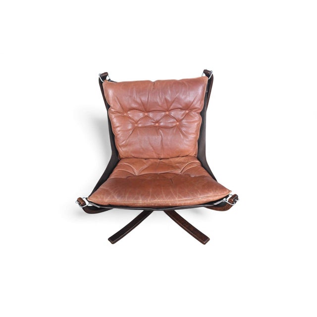 Mid 20th Century Lowback Falcon Chair in Cognac Leather by Sigurd Ressell For Sale - Image 9 of 10