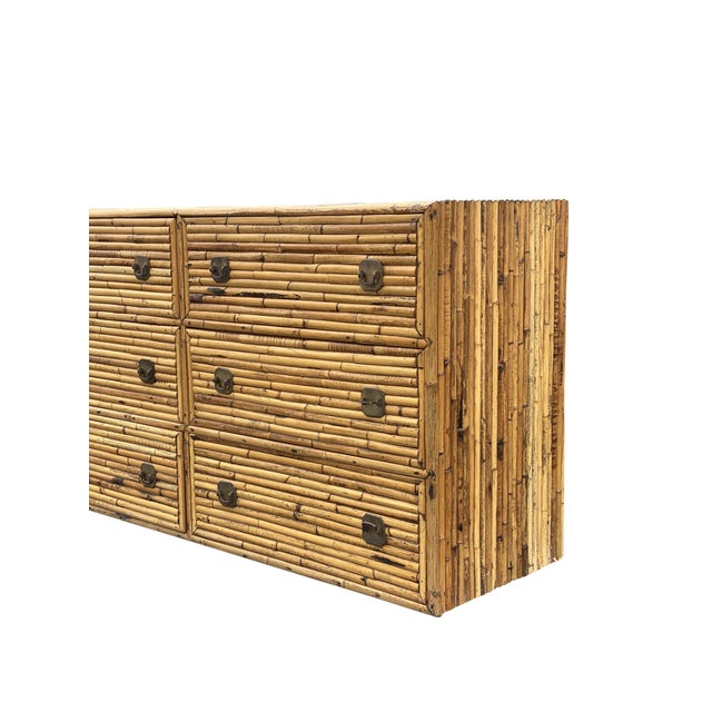 1970s Bamboo and Brass Campaign Dresser For Sale - Image 4 of 5