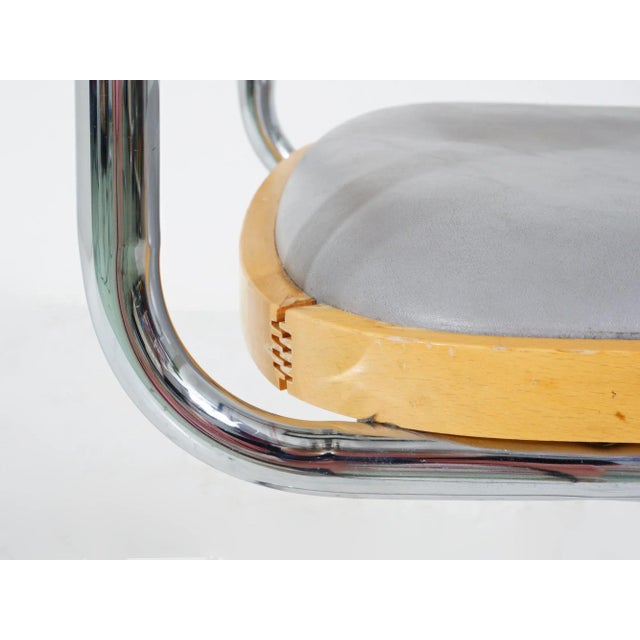 Marcel Breuer Gray Italian Cesca Armchair by Marcel Breuer, 1950s For Sale - Image 4 of 6