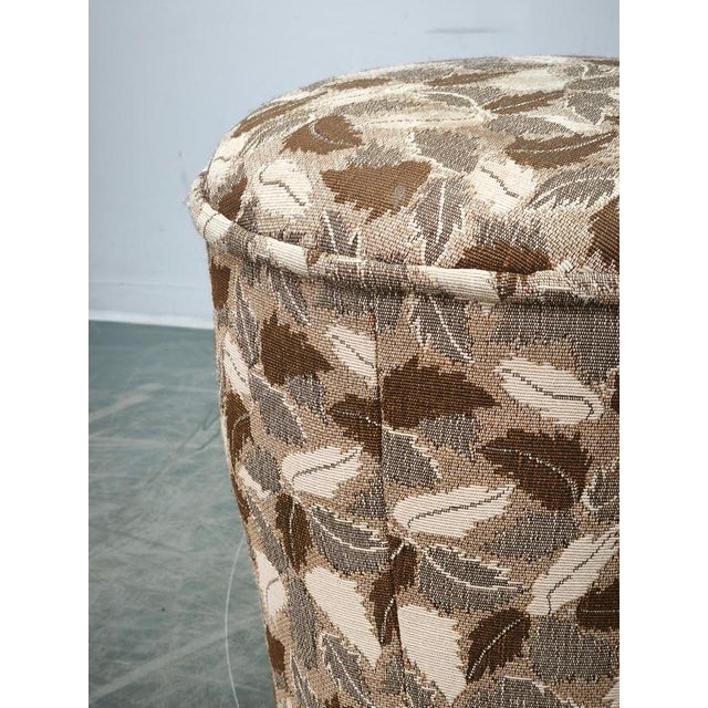 Czechoslovak Art Deco Round Upholstered Ottoman, 1930s For Sale - Image 3 of 10