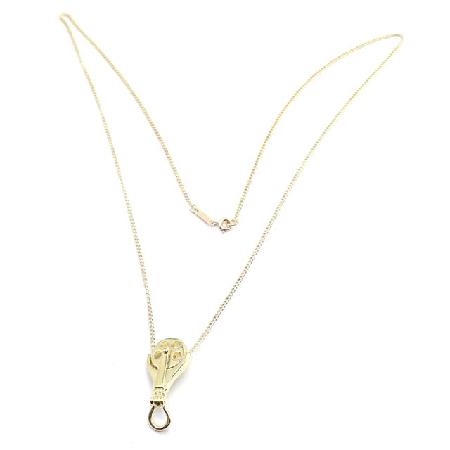 Ralph Lauren Vintage Tiffany & Co. Ralph Lauren Yellow Gold Pulley Pendant Necklace For Sale - Image 4 of 14