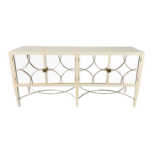 Alden Parkes Designs White Lacquer Mirror Door Sideboard, Attributed