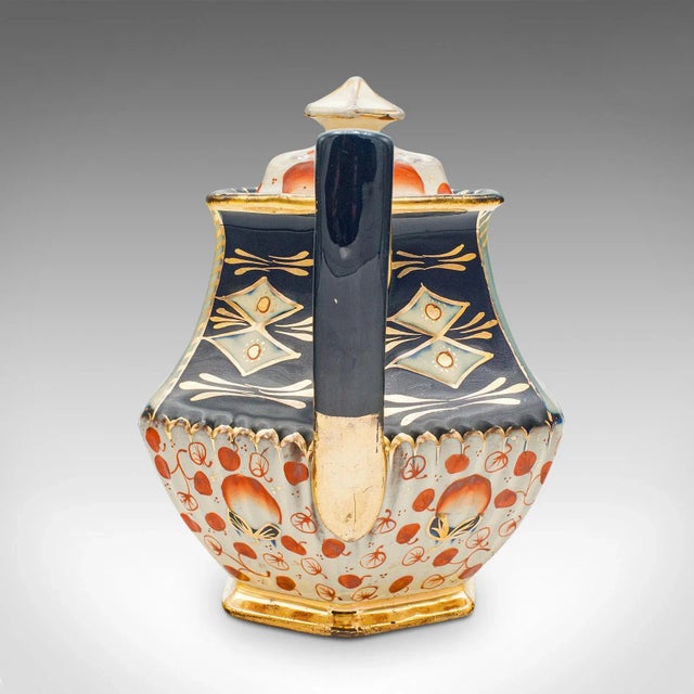 Late 19th Century 1900s Victorian Antique Imari Pattern Teapot, English, Ceramic, Decorative Tea Kettle For Sale - Image 5 of 11