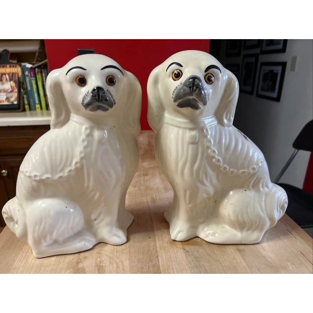 Pair of Vintage Decorated Staffordshire Dogs, Circa 1930's For Sale - Image 6 of 15